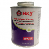 Клей для НПВХ / PVC-U 500 мл (HY-705) серый, жестяная банка с апликатором Pn16 до 110мм / Pn6 до 160мм