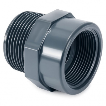Переходник резьбовой 1/2"НРх3/4"ВР PVC-U PN16 COMER, Италия